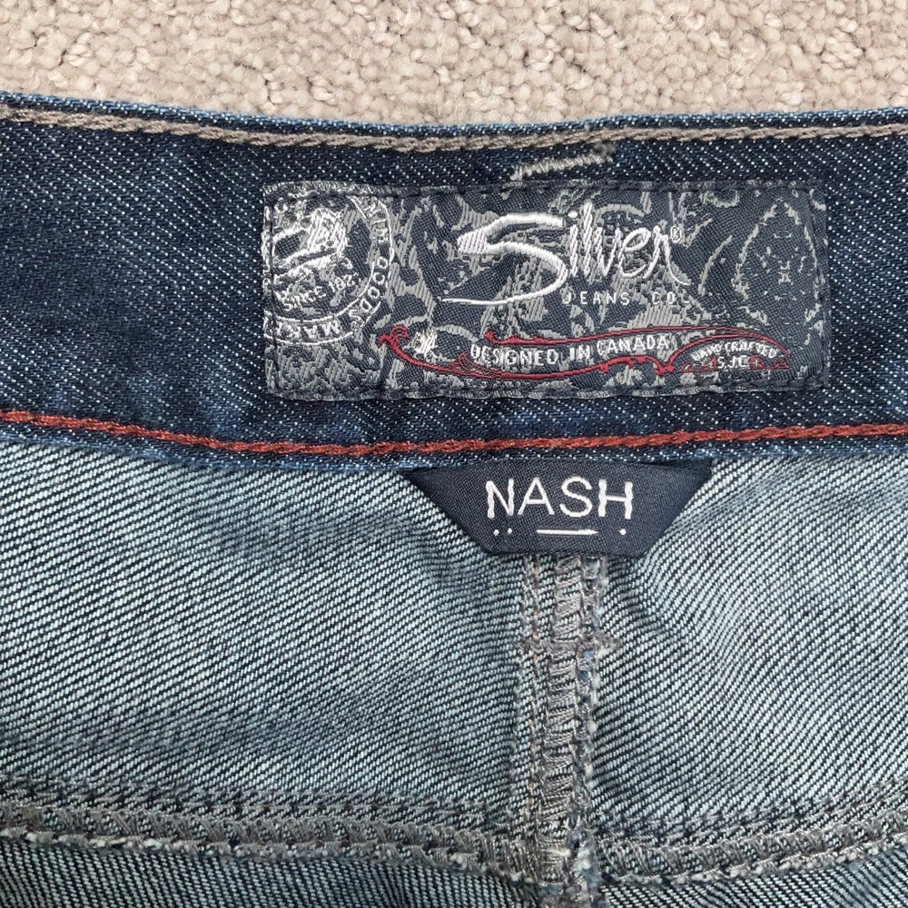 Silver Jeans Co Jeans Mens 36x30 Blue Nash Whisker Straight Western Stitch Denim - Picture 3 of 12